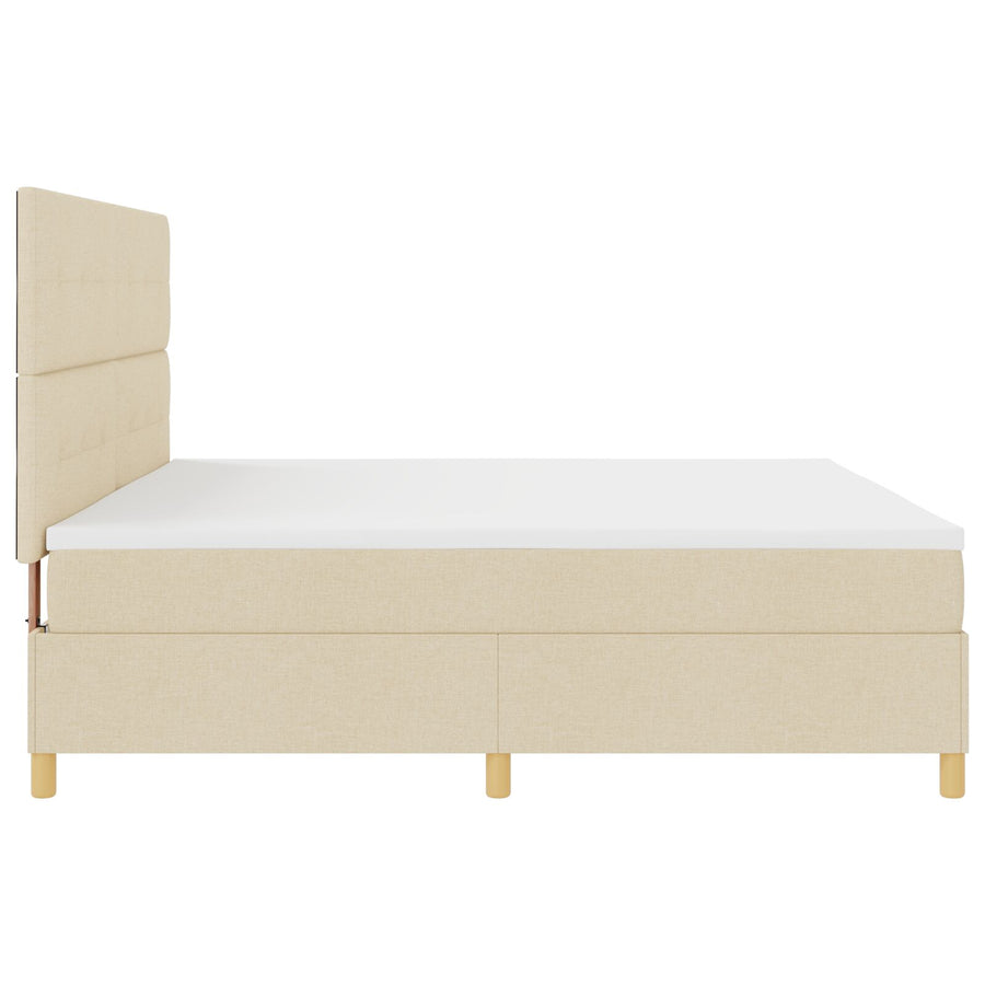 Boxspring Bed Met Matras Crème 200X200 Cm Stof Blauw