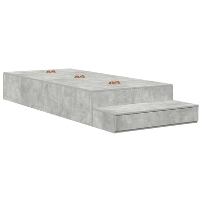 Opbergbedframe Beton Grijs Bewerkt Hout 236.5 X 100 X 31.5 Cm Artisanaal Eiken