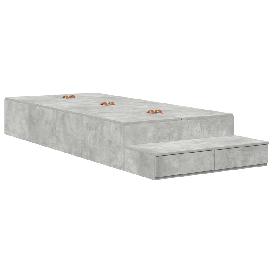 Opbergbedframe Beton Grijs Bewerkt Hout 236.5 X 100 X 31.5 Cm Artisanaal Eiken