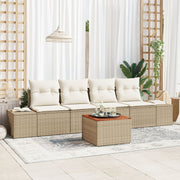 Tuinbankenset 5-delig polyrattan beige