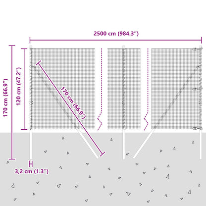 Gelaste Draadhek Met 13 Posts 1.2X25 M Gegalaniseerd Staal Gegalvaniseerd Staal