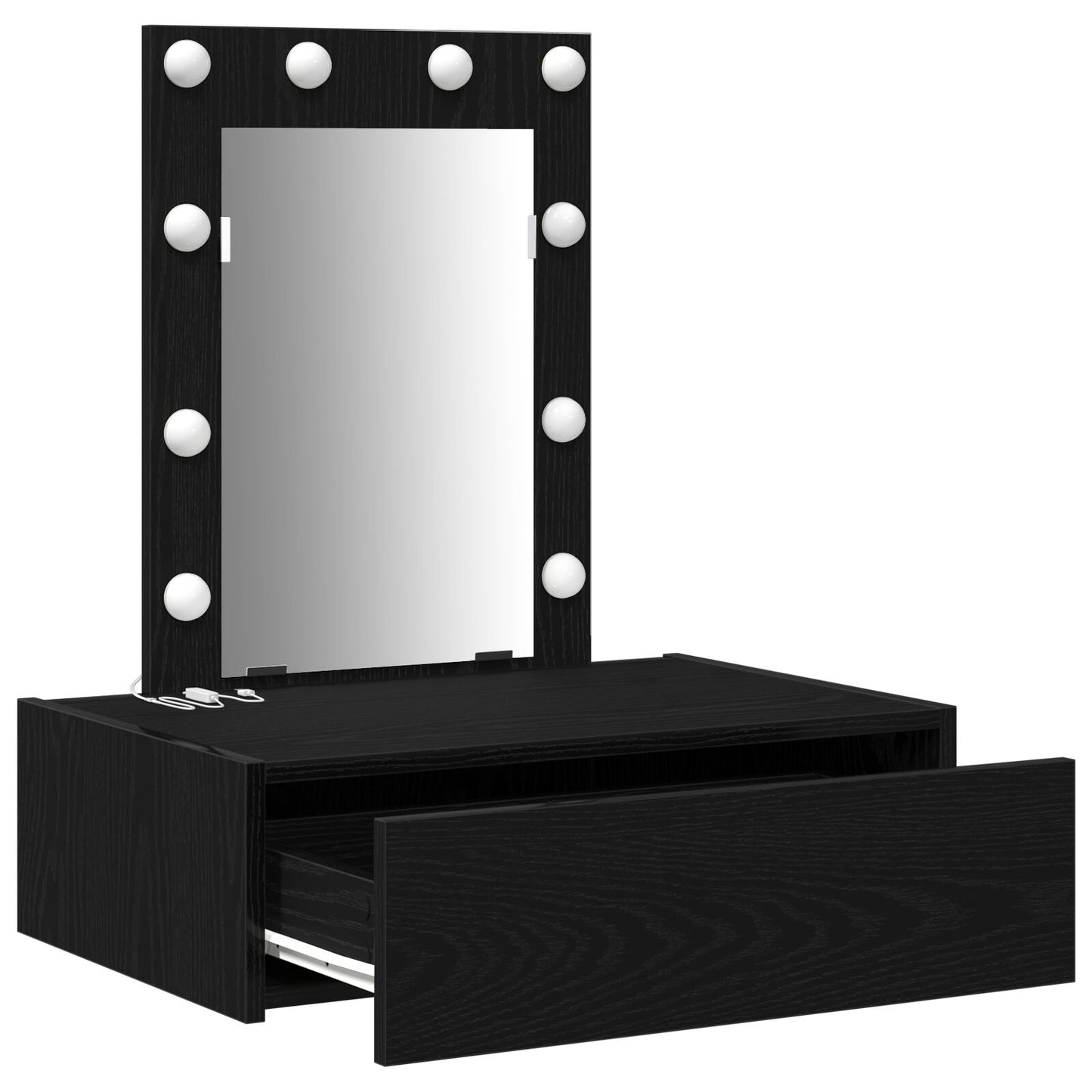 Wandkaptafel Verlichting - 60 x 40 x 70 cm Zwart eiken met LED