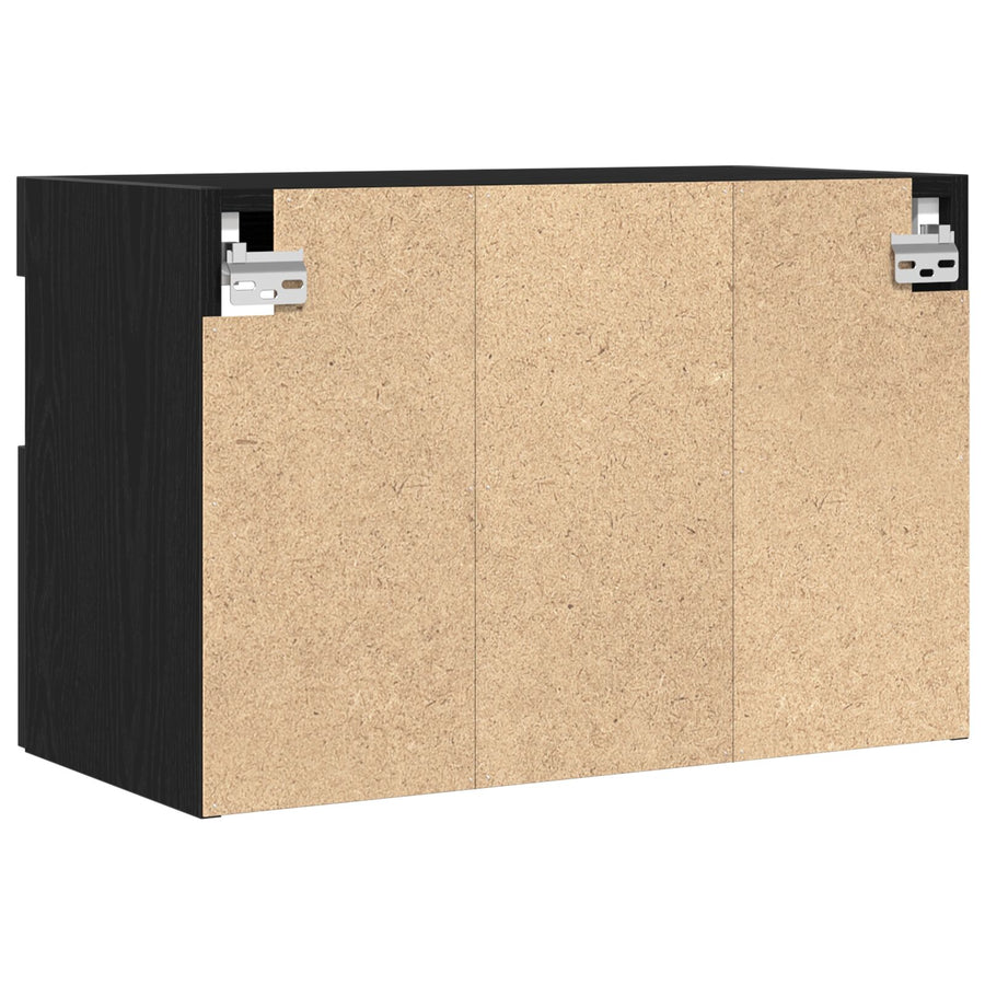Tv Wandkasten Met Led-Verlichting 2 Stuks Zwart eiken
