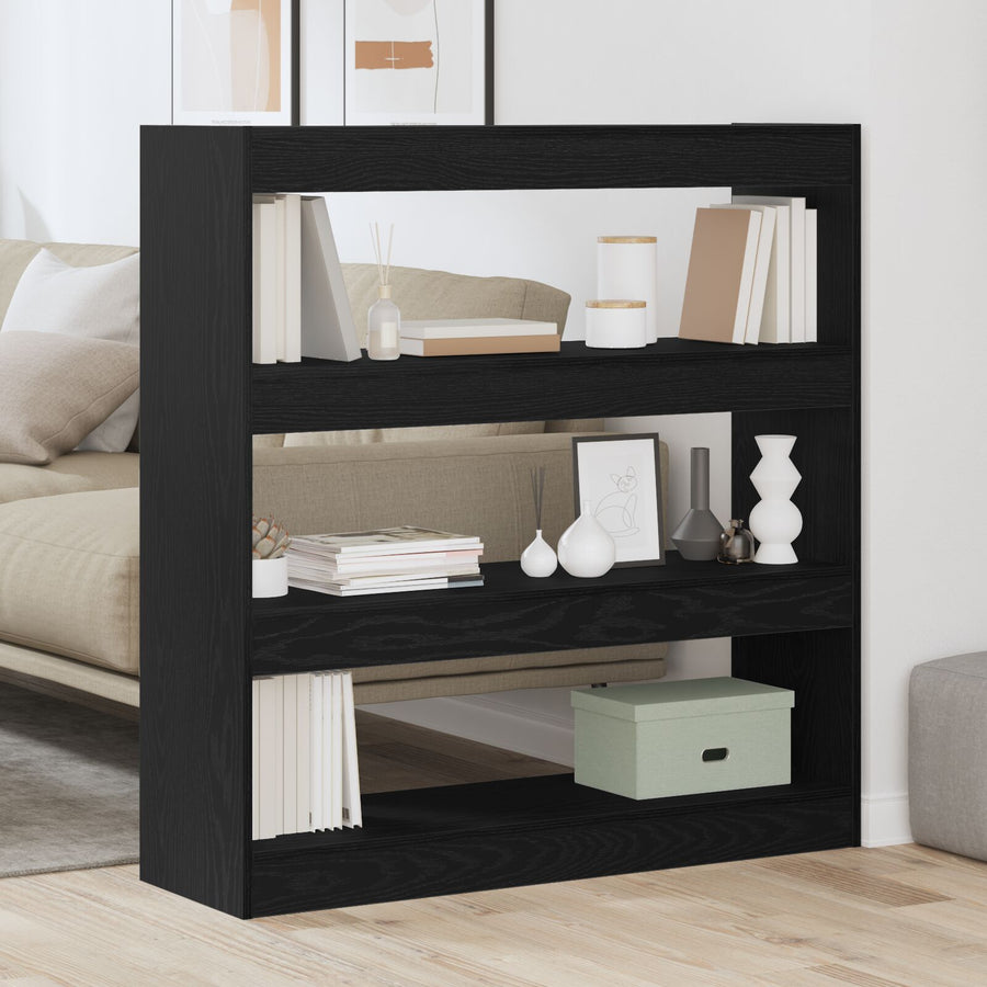 Boekenkast/Room Divider Zwart Eiken 100X30X103Cm Engineered Hout