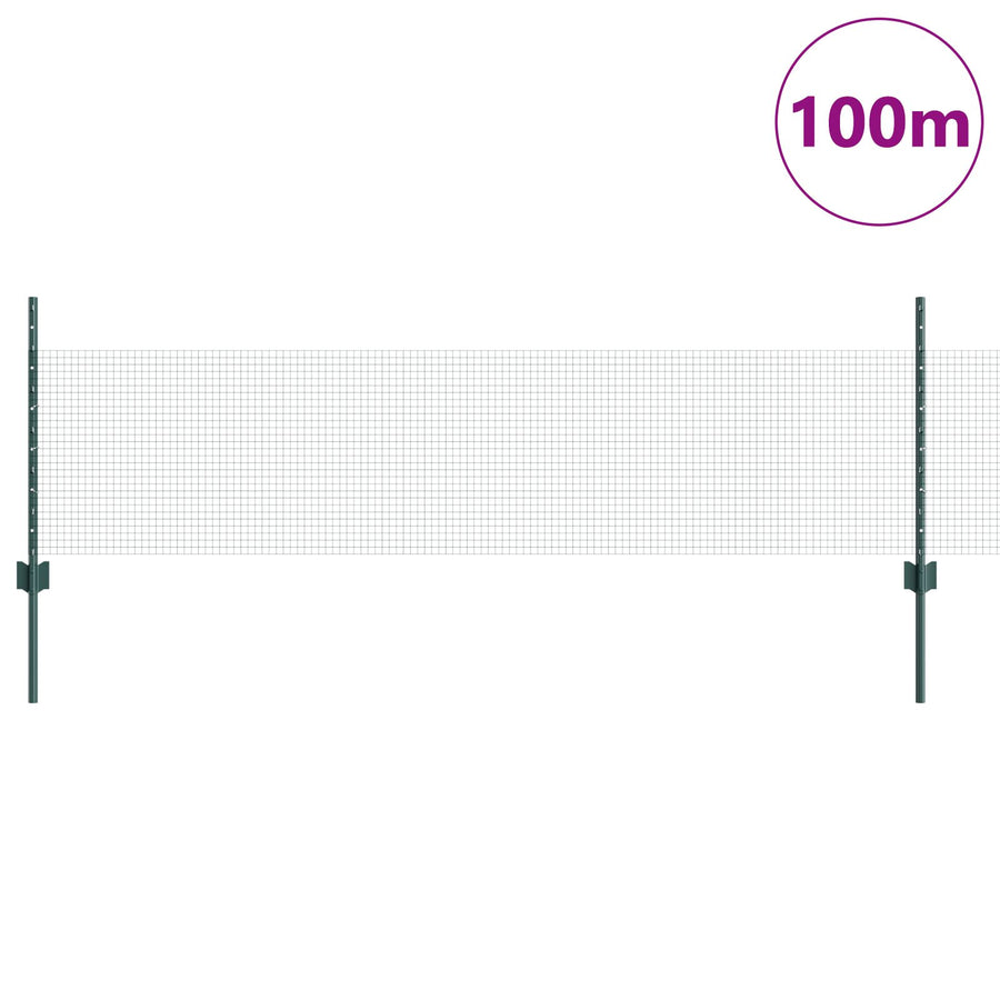 Gelaste Draadhek Met 44 U-Palen Groen 0,5X100 M Staal