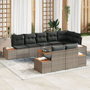 Garden Dining Set with Cushions 9 pcs Grey Polyrattan