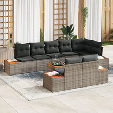 9 Delige Tuin Sofa Set Met Kussens Grijs Poly Rattan Acacia