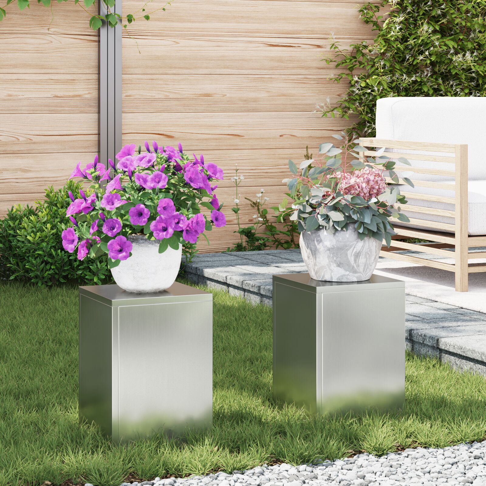 Buiten Plantenstandaards Pilar 2 Stuks 24X24X35 Cm Gegalvaniseerd staal 2x (35 cm)