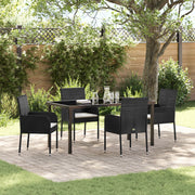 Eettafelset tuin poly rattan 5-delig zwart