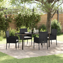 5-Delige Tuin Eetset Met Kussens Zwart Poly Rattan
