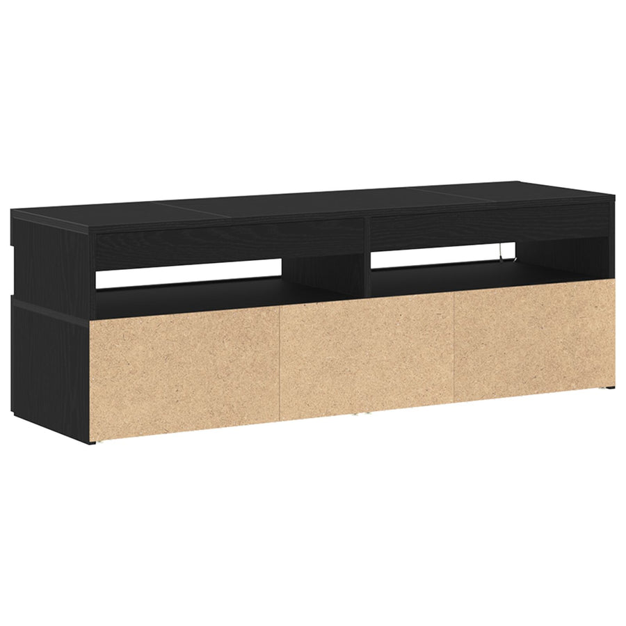 Tv-Kast Met Led Zwart Eiken 120X35X40 Cm Bewerkt Hout