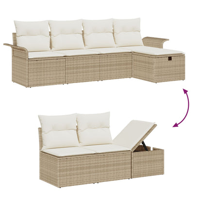 6-Delige Tuin Sofa Set Met Kussens Beige Poly Rattan