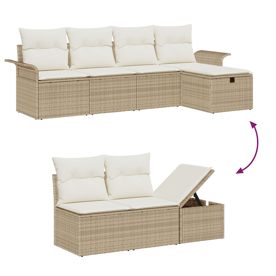 6-Delige Tuin Sofa Set Met Kussens Beige Poly Rattan