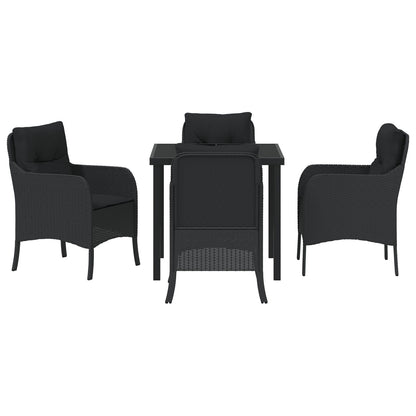 5-Delige Tuindining Set Met Kussens - Zwart Poly Rattan