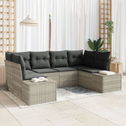 Loungeset 6-delig lichtgrijs polyrattan