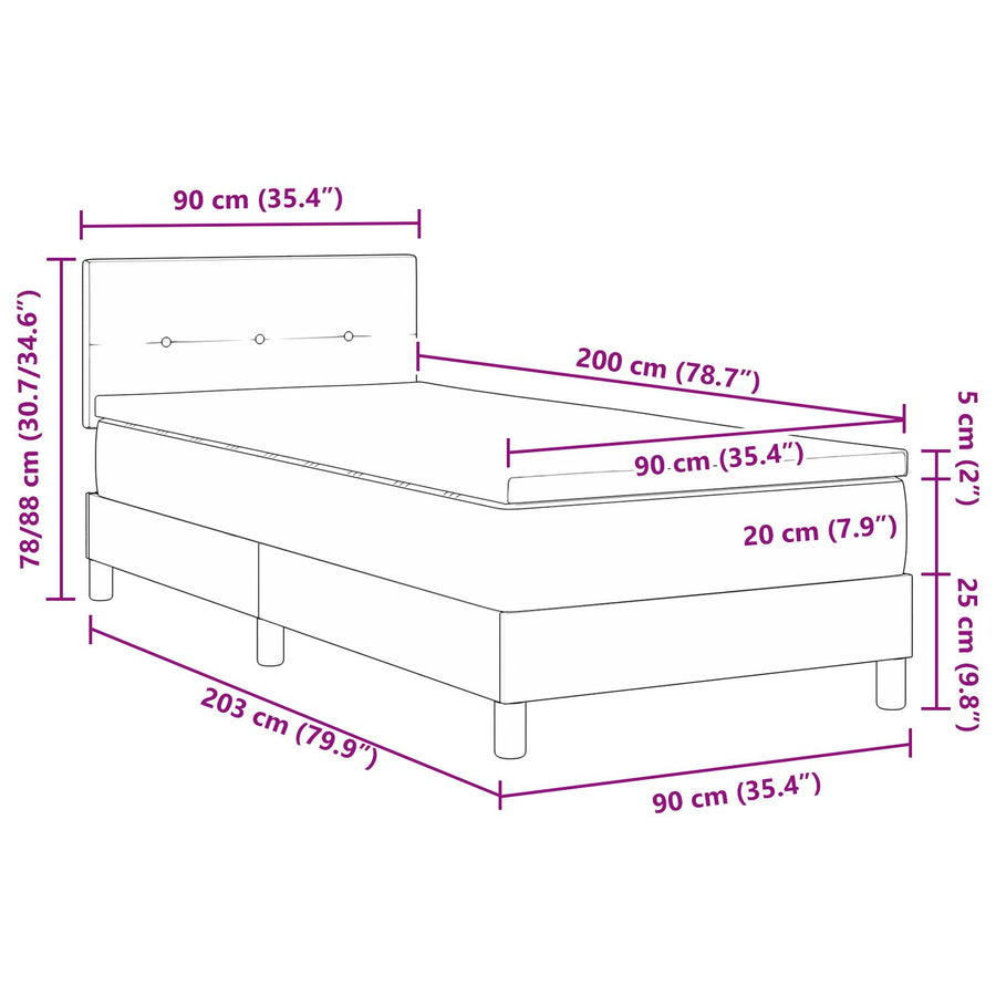 Boxspringbed Met Matras Donkergrijs 90X200 Cm Velvet Blauw