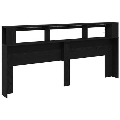 Opberghoofdeksel Met Led-Verlichting Zwart Eiken 220X18,5X103,5 Cm