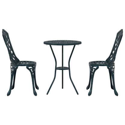 3-Delige Tuin Bistro Set E Gietaluminium Groen