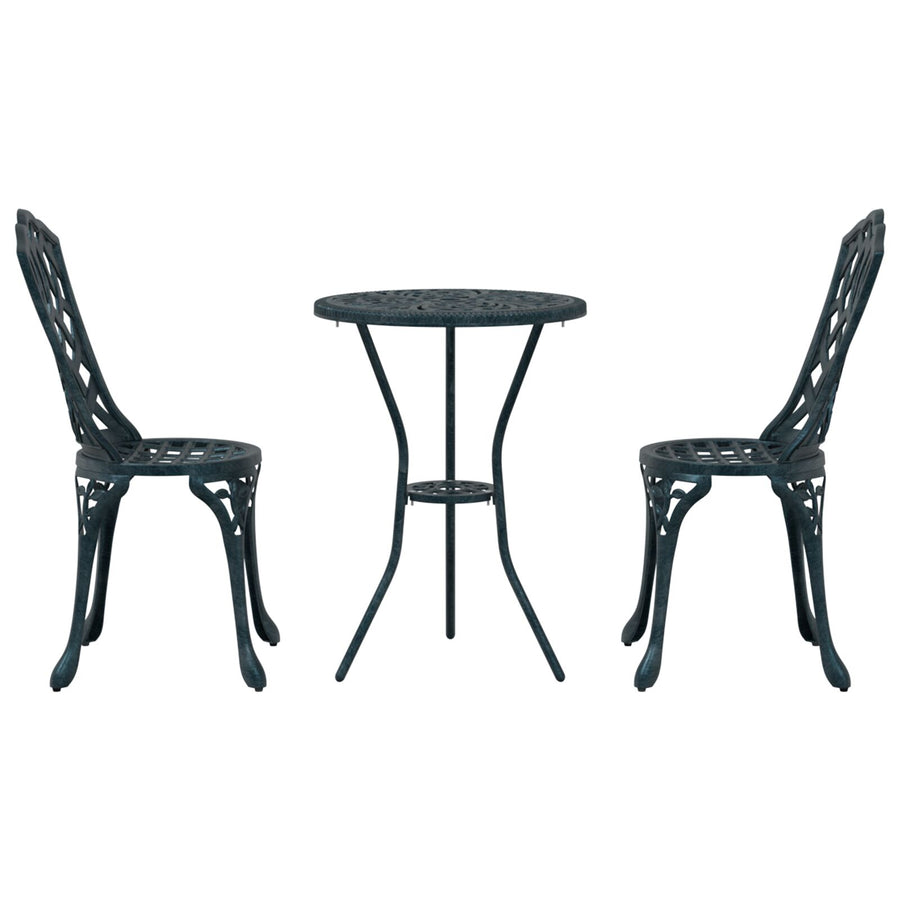 3-Delige Tuin Bistro Set E Gietaluminium Groen