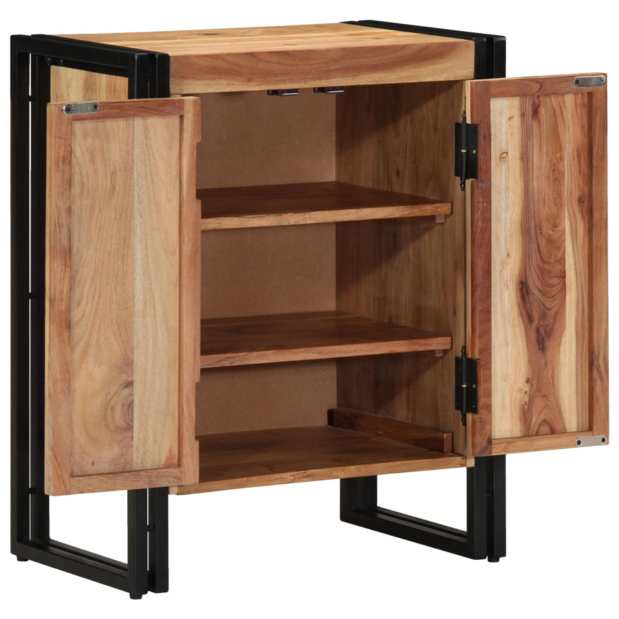 Schoenenkast Zwart 30X30X40 Cm En Staal Massief acaciahout