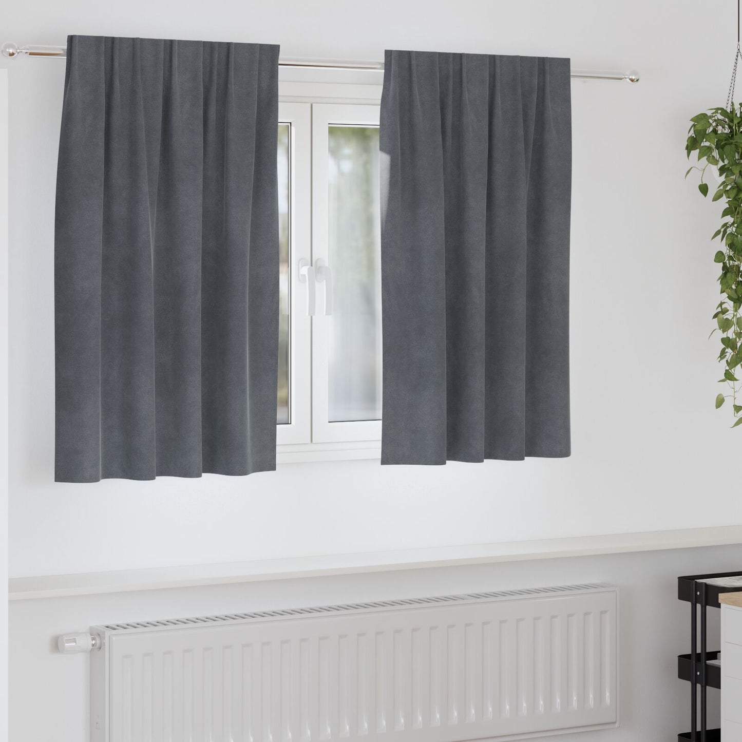Blackout Gordijnen Met Topband 2 Stuks Velours Super Lichtgrijs 140 x 140 cm met ingenaaide tape