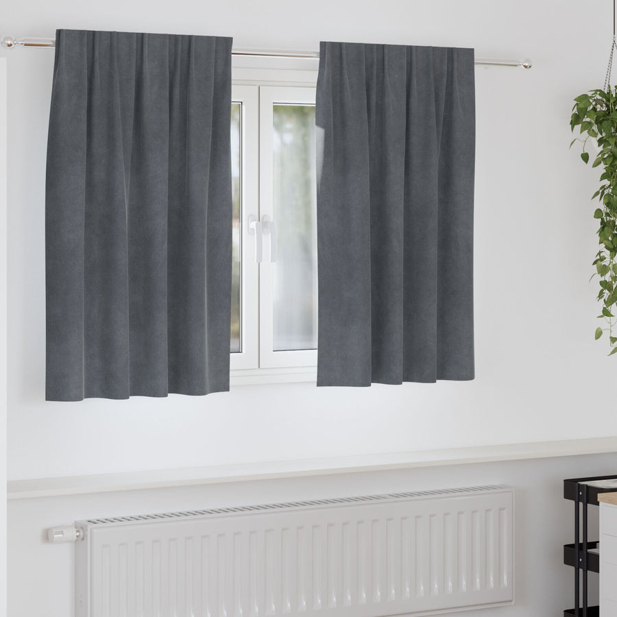 Blackout Gordijnen Met Topband 2 Stuks Velours Super Lichtgrijs 140 x 140 cm met ingenaaide tape