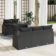 Loungeset 6-delig polyrattan zwart