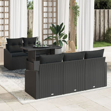 Tuin Sofa Set Set Van 6 Zwart Rattan, Polyester Buiten Sofa Set
