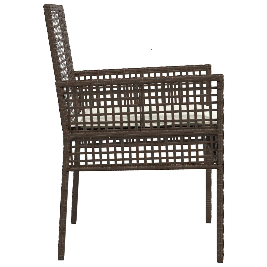 Tuinstoelen 2 Stuks Met Kussens Poly Rattan Bruin en crème