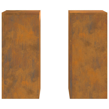 Buitenplantstands Pilaar 2 Stuks 24X24X55 Cm Verweringsstaal 2x (55 cm)