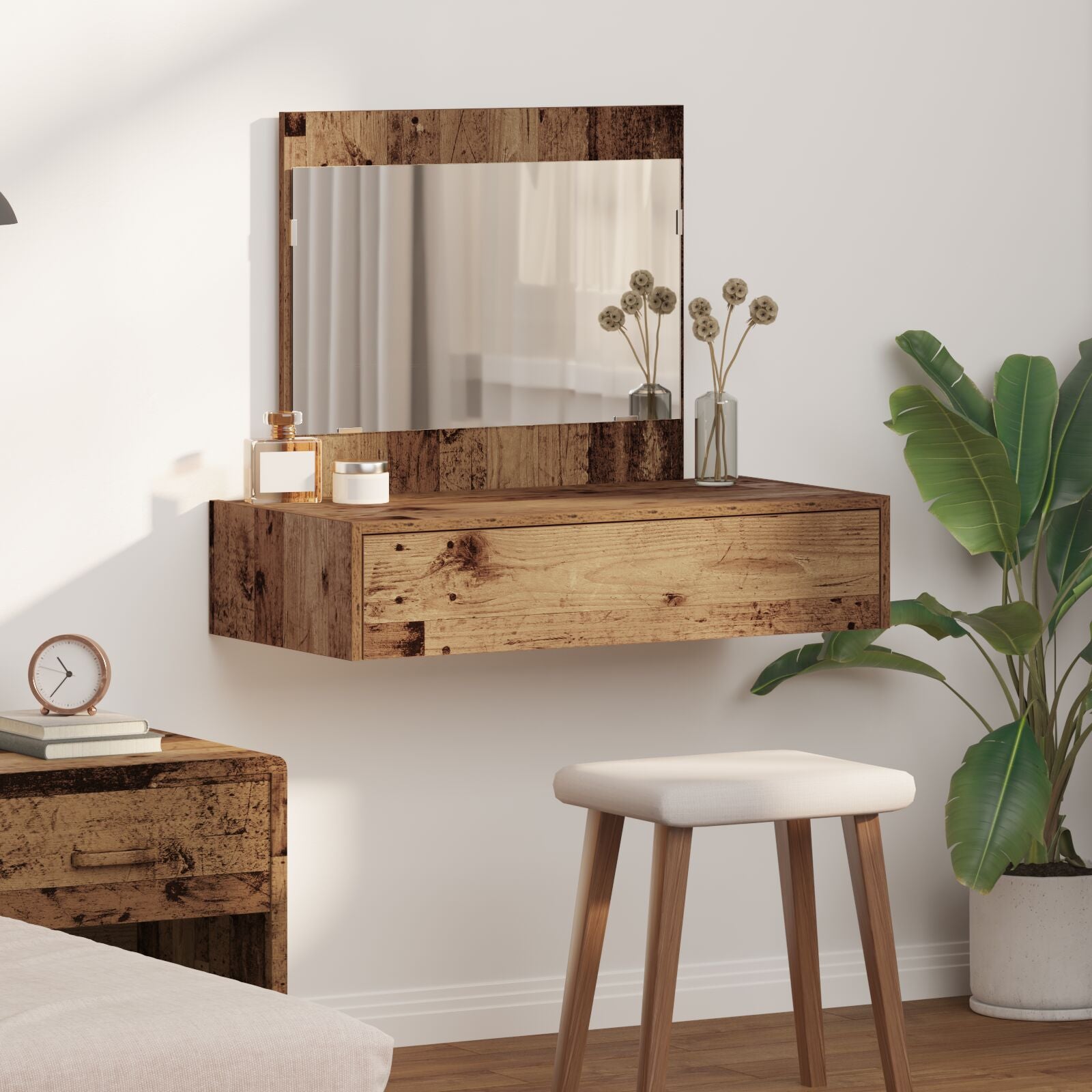 Wandkaptafel 83 x 40 x 70 cm Oude Hout zonder LED