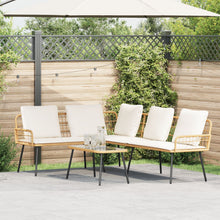 2-Delige Tuinsofa Set Met Kussens Van Poly Rattan Natuurlijk Sofa + tafel