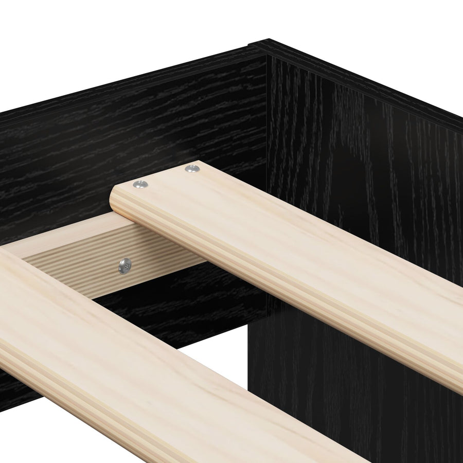 Opslagbedframe Zwart Eiken 80X200 Cm