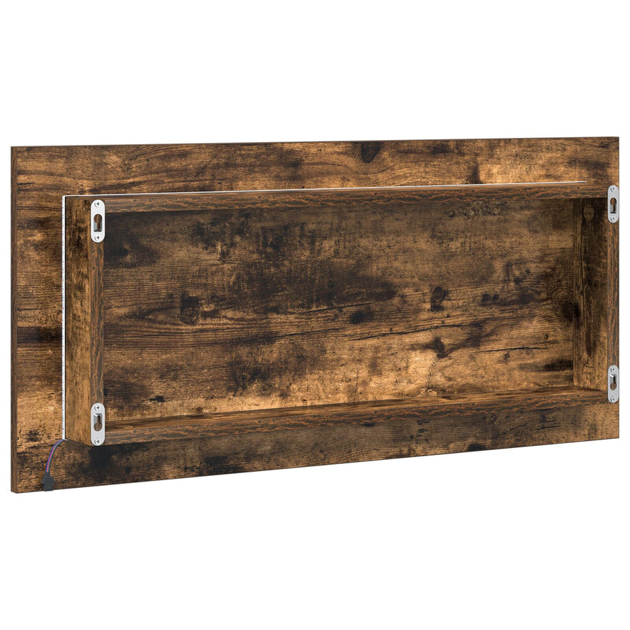 Badkamer Spiegelkast Met Led-Verlichting Gerookt Eiken 80X37 Cm