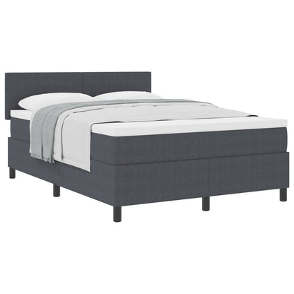 Boxspring Bed Met Matras Donkergrijs 140X200 Cm Corduroy Stof