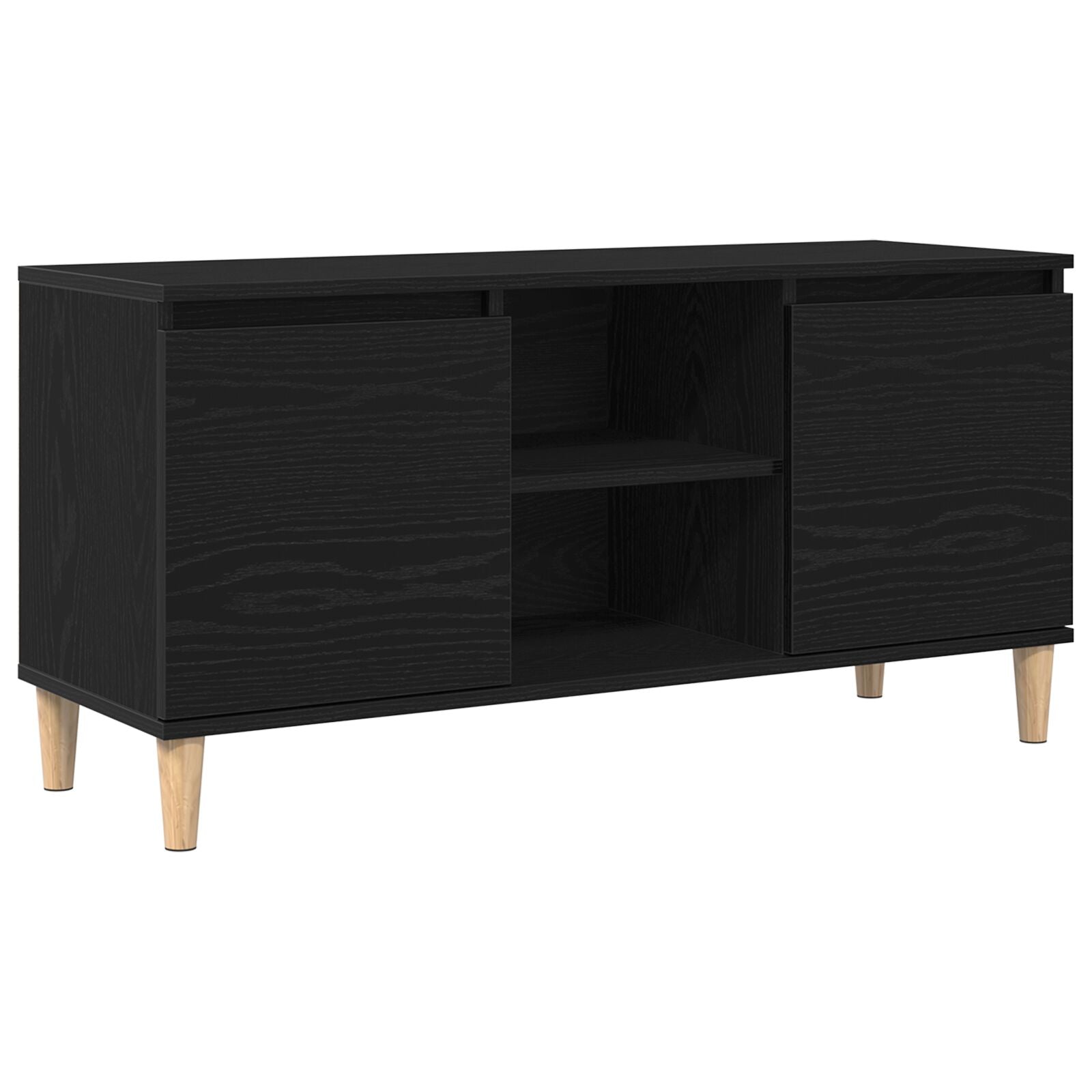 Tv Meubel Met Houten Poot 102X35X50 Cm Zwart eiken