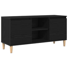 Tv Meubel Met Houten Poot 102X35X50 Cm Zwart eiken