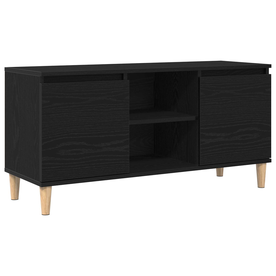 Tv Meubel Met Houten Poot 102X35X50 Cm Zwart eiken