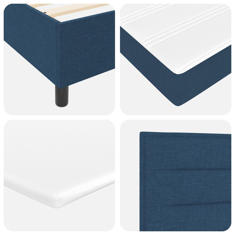 Boxspring Bed Met Matras Blauw Super King Stof Crème