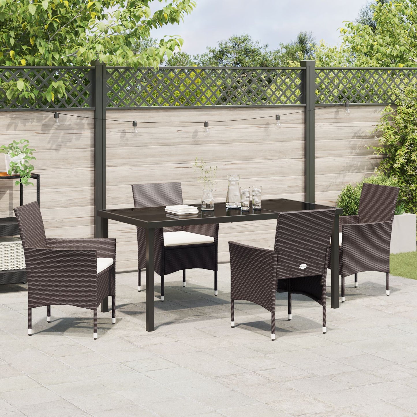 5-Delige Tuindining Set Bruin Poly Rattan