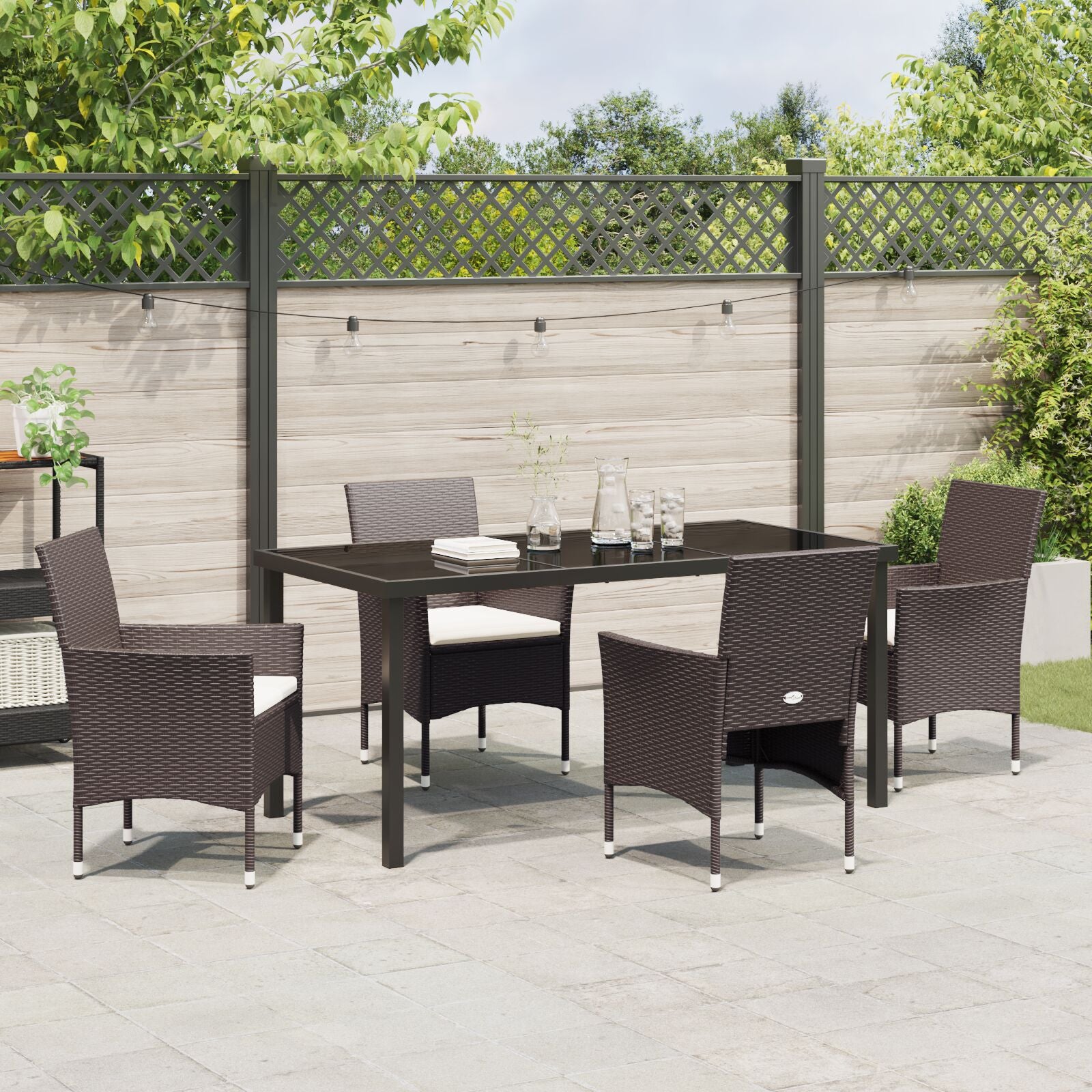 5-Delige Tuindining Set Bruin Poly Rattan