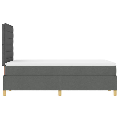 Boxspring Bed Met Matras Donkergrijs 120X200 Cm Stof Blauw