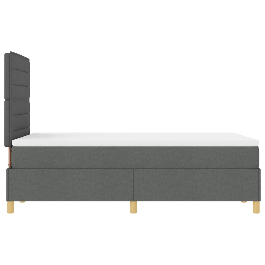 Boxspring Bed Met Matras Donkergrijs 120X200 Cm Stof Blauw
