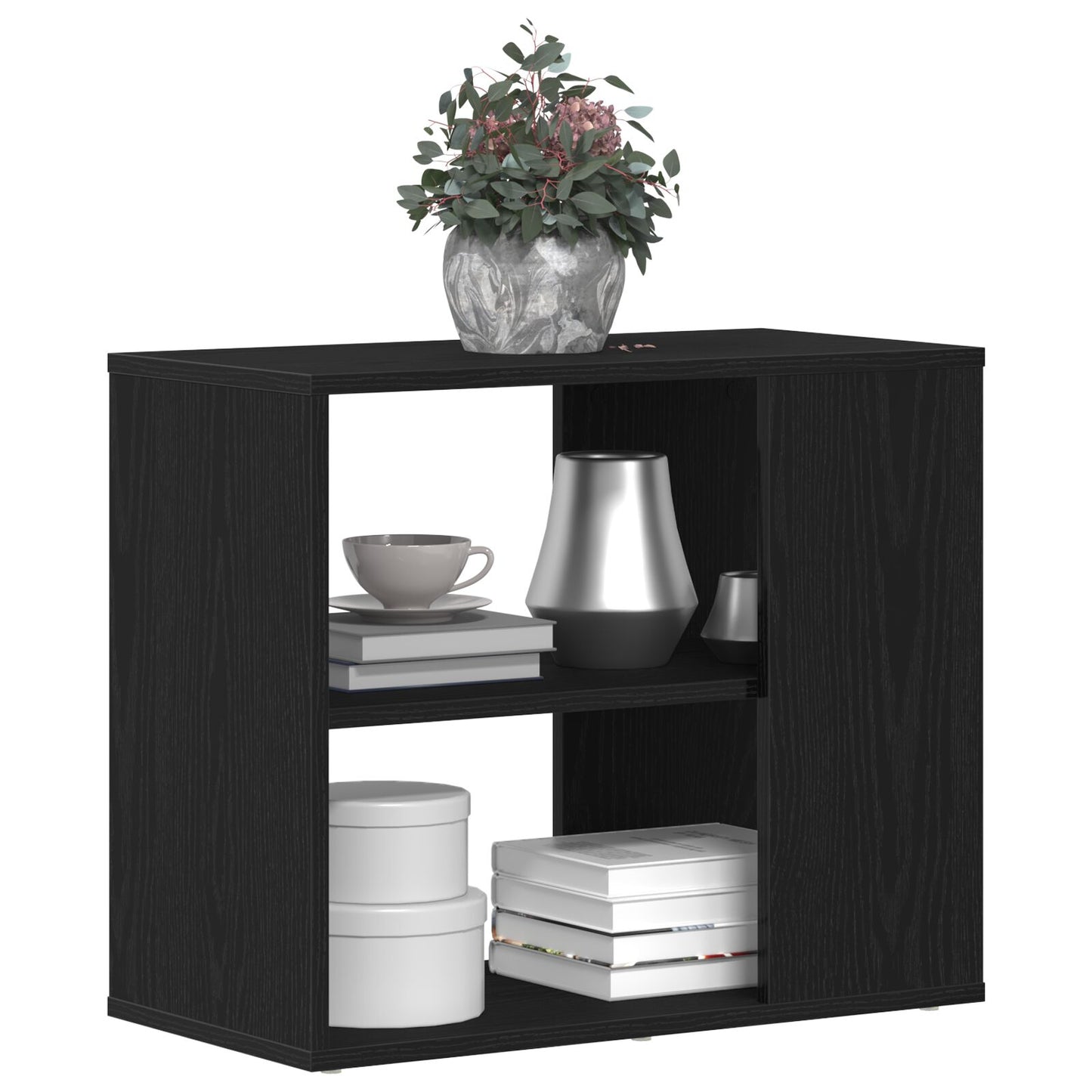 Dressoir Zwart Eik 60X30X50 Cm Bewerkt Hout