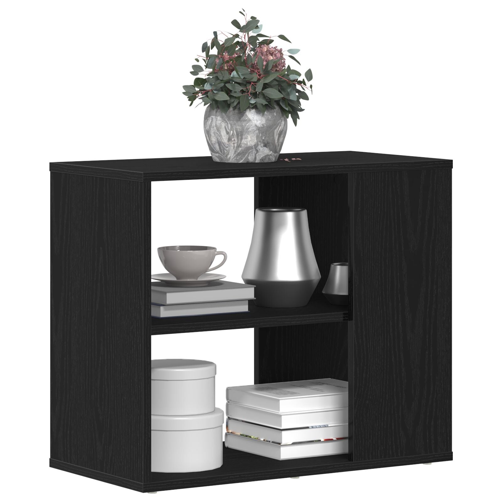 Dressoir Zwart Eik 60X30X50 Cm Bewerkt Hout