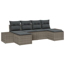 6-Delige Tuin Sofa Set Met Kussens Grijs Poly Rattan
