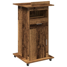 Leskantoor Podium Met Wielen Oud Hout Bewerkt Hout