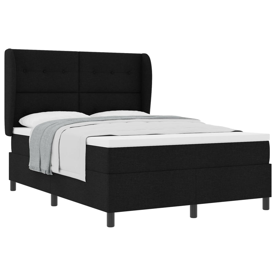 Boxspringbed Met Matras In Zwart, 160X200 Cm, Stof Blauw