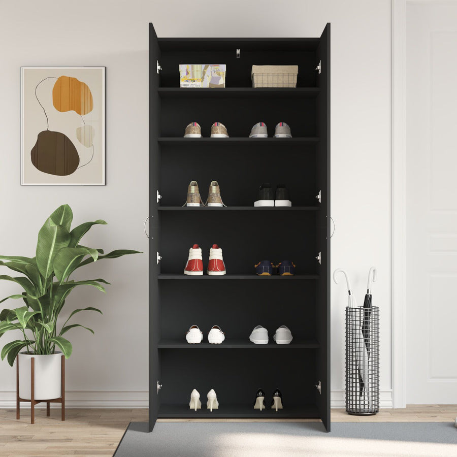 Schoenenkast Zwart Mdf Schoenenkast Rechthoekig Modern Deuren