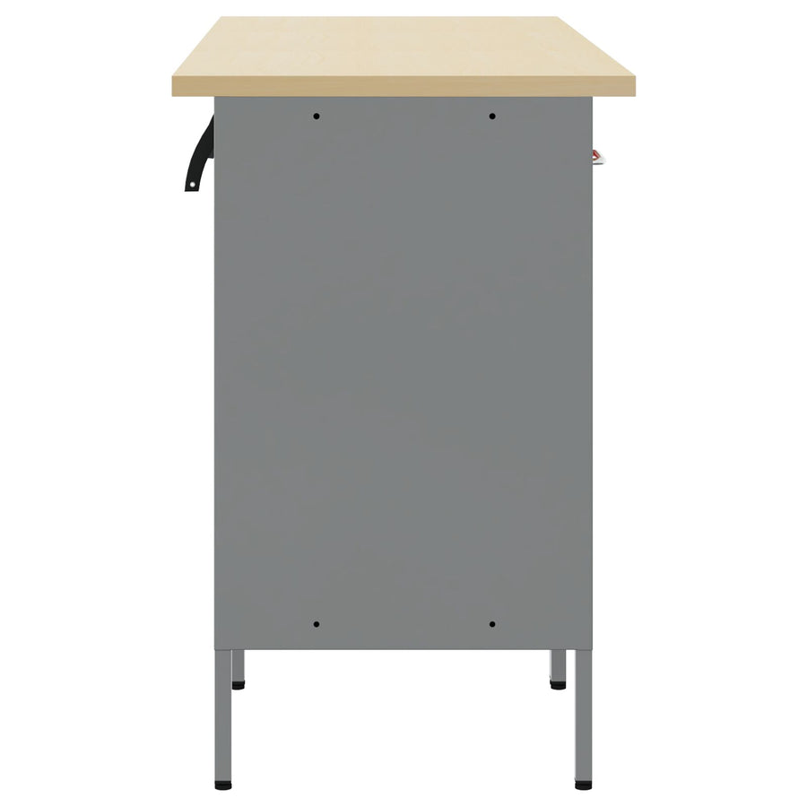 Werktafel 3-Delig En Grijs Van Geengineerd Hout En Staal 3x (84 cm) Rood 3x cabinet